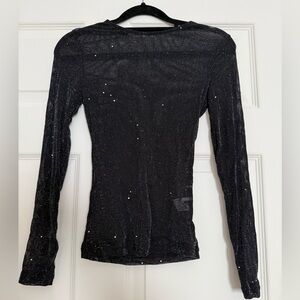 XS black mesh sparkly long sleeve